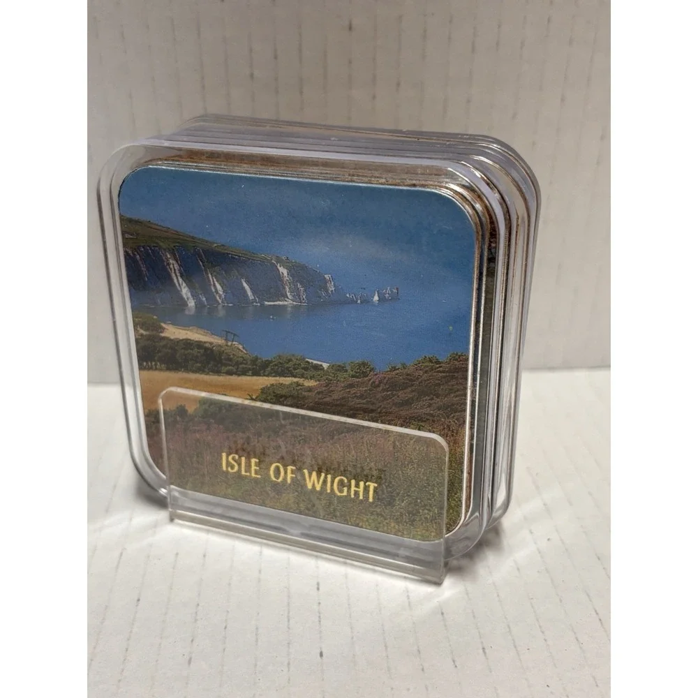 Isle of Wight England Drink Coasters Set of 6‎ acrylic cork back landmarks pics